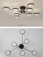 Lámpara de techo LED moderna | Diseño geométrico de 8 anillos