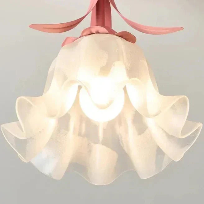 Lámpara de techo floral | Diseño de pantalla de pétalos de vidrio