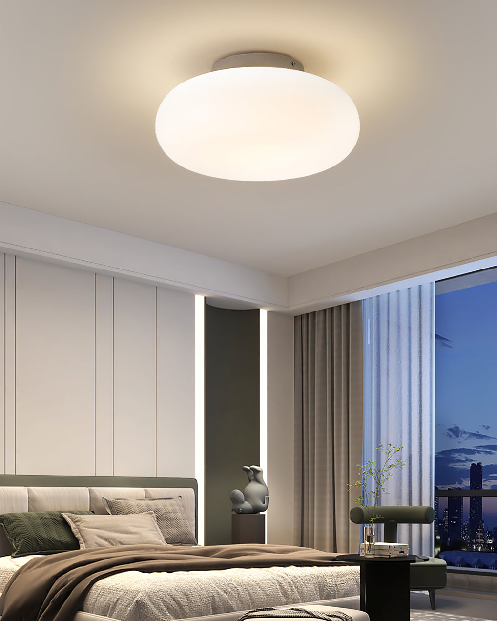 Lámpara de techo LED moderna | Diseño minimalista ovalado blanco