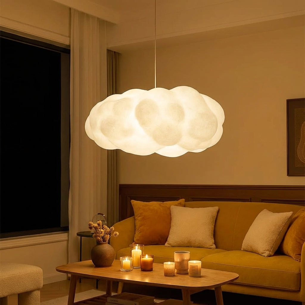 Lámpara colgante de techo de tela con forma escultural para interiores Ardora