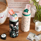 Botella de agua isotérmica para mujer con diseño floral