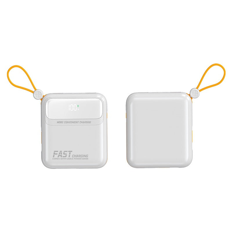 Batería externa portátil con cable de carga integrado y pantalla digital