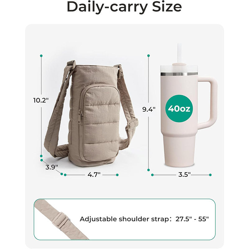 Funda aislante para botella de agua con bolsillo