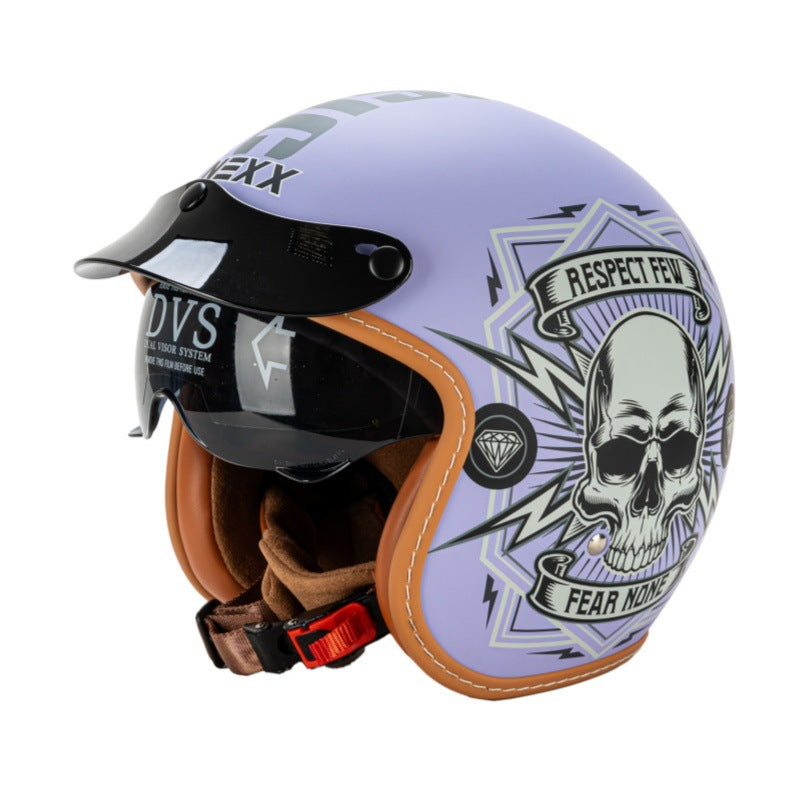Casco de motocicleta retro de media cara con visera