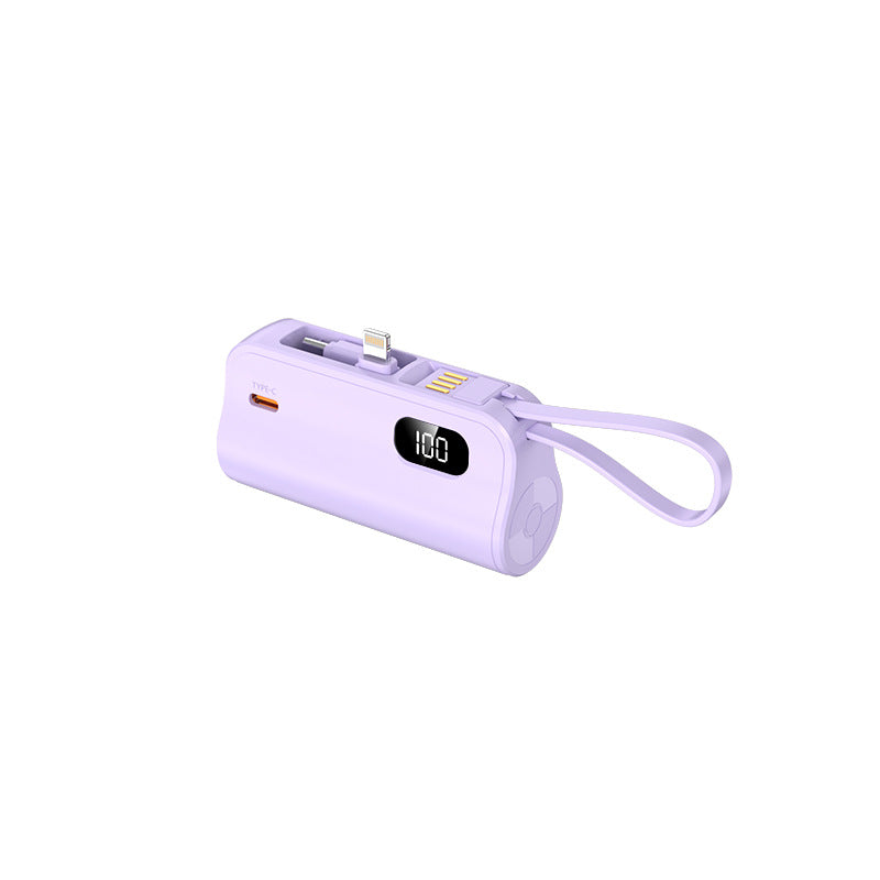 Batería externa portátil con cables integrados y pantalla LED