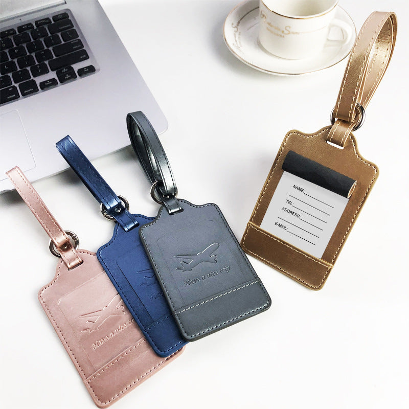 Etiqueta de equipaje de viaje de cuero sintético premium
