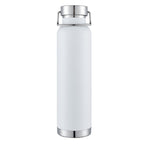 Botella de agua de acero inoxidable con doble pared y aislamiento al vacío, con tapa de transporte con cierre giratorio.