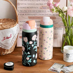 Botella de agua isotérmica para mujer con diseño floral