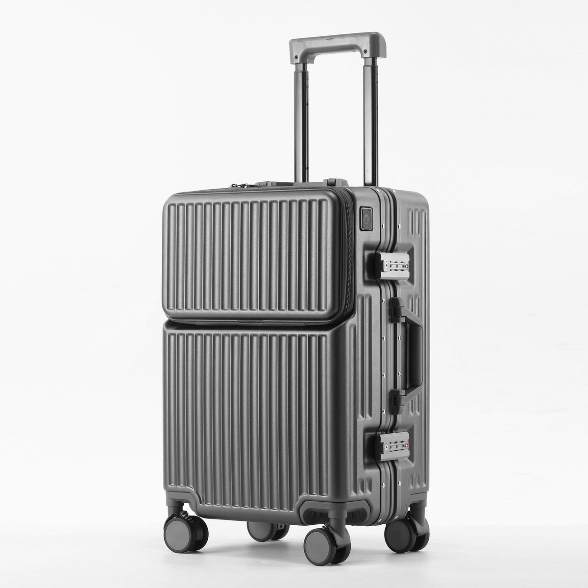 Maleta de viaje rígida con múltiples compartimentos y diseño elegante