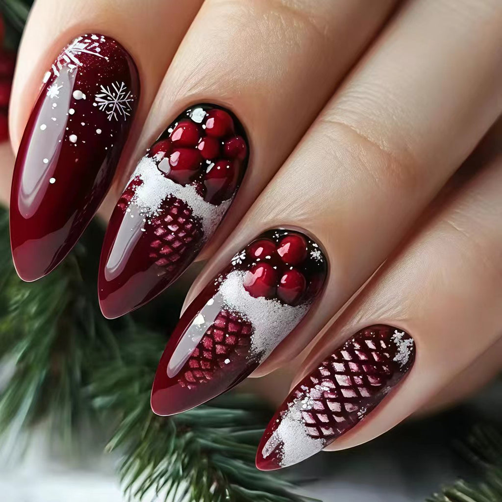 Diseño de uñas 3D con temática navideña