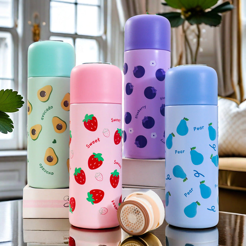 Botella de agua isotérmica para mujer con diseño frutal