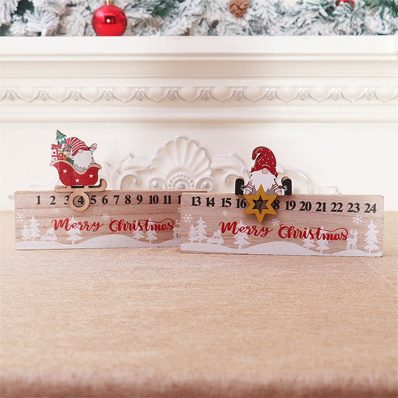 Calendario de Navidad de madera con cuenta regresiva del anciano