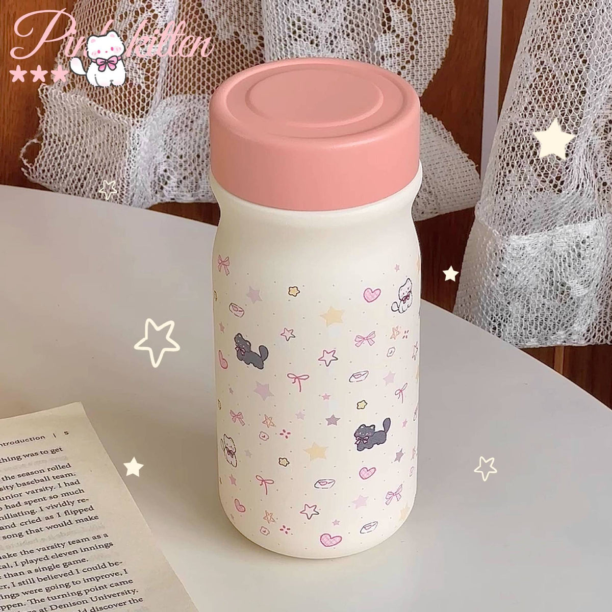 Botella de agua isotérmica para mujer con bonito motivo de perro