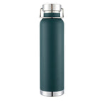 Botella de agua de acero inoxidable con doble pared y aislamiento al vacío, con tapa de transporte con cierre giratorio.