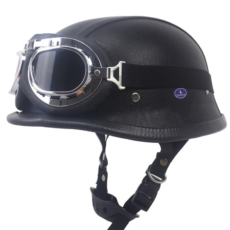 Casco de motocicleta de estilo vintage con gafas integradas