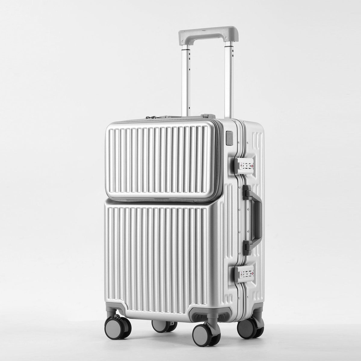 Maleta de viaje rígida con múltiples compartimentos y diseño elegante