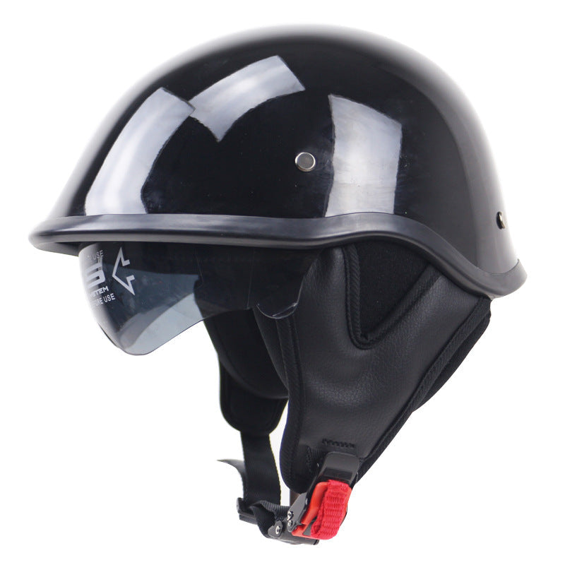 Casco de motocicleta clásico de media carcasa con visera