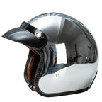 Casco de motocicleta retro cromado