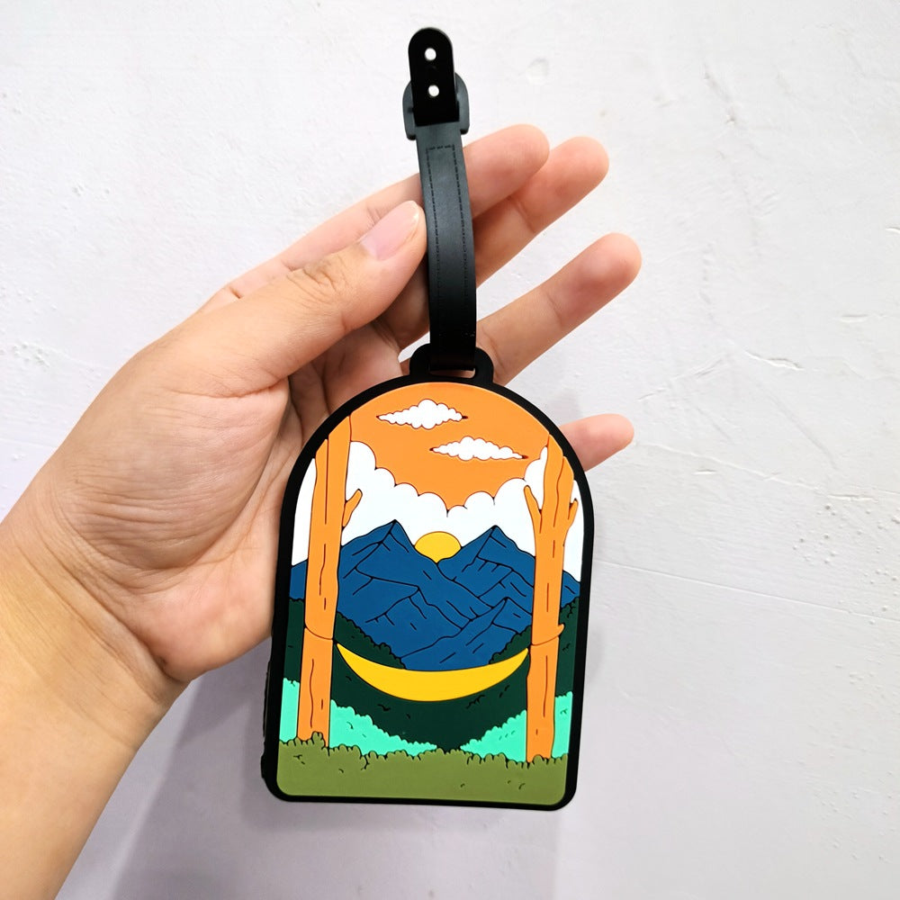 Etiqueta para equipaje de viaje con temática de naturaleza