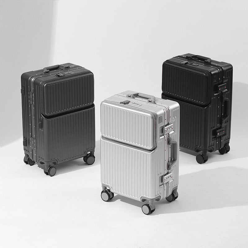 Maleta de viaje rígida con múltiples compartimentos y diseño elegante