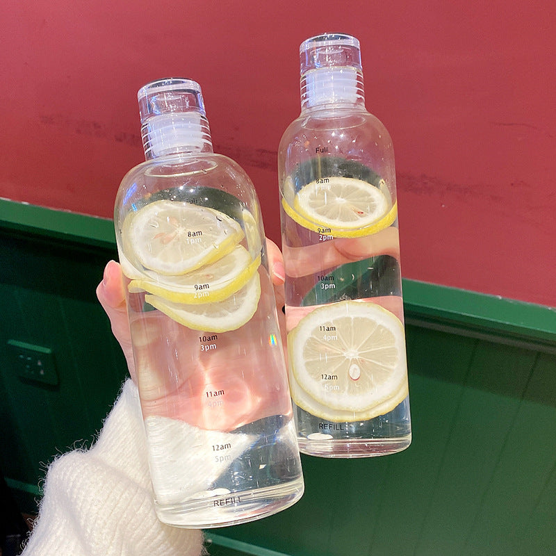 Botella de agua motivacional para mujeres con marcadores de tiempo
