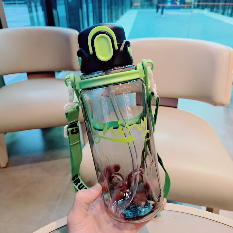 Botella de agua ergonómica para mujer con tapa a prueba de fugas