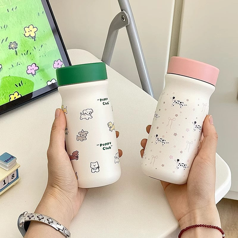 Botella de agua isotérmica para mujer con bonito motivo de perro