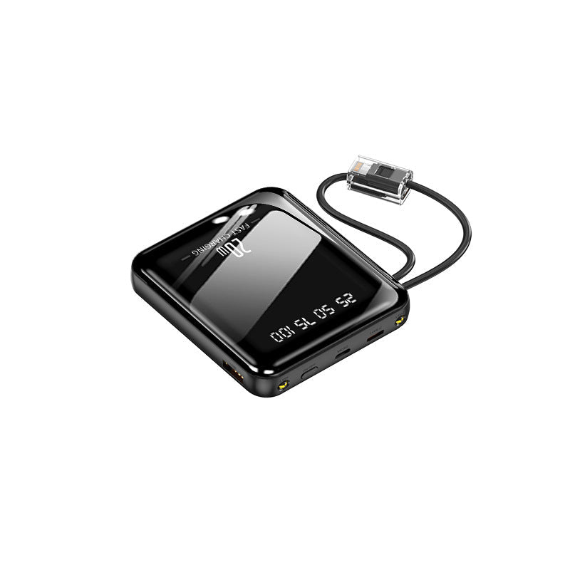 Power Bank portátil de carga rápida con cable de carga integrado y pantalla digital