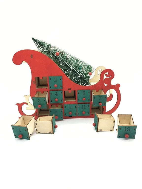 Calendario de Navidad de escritorio de madera