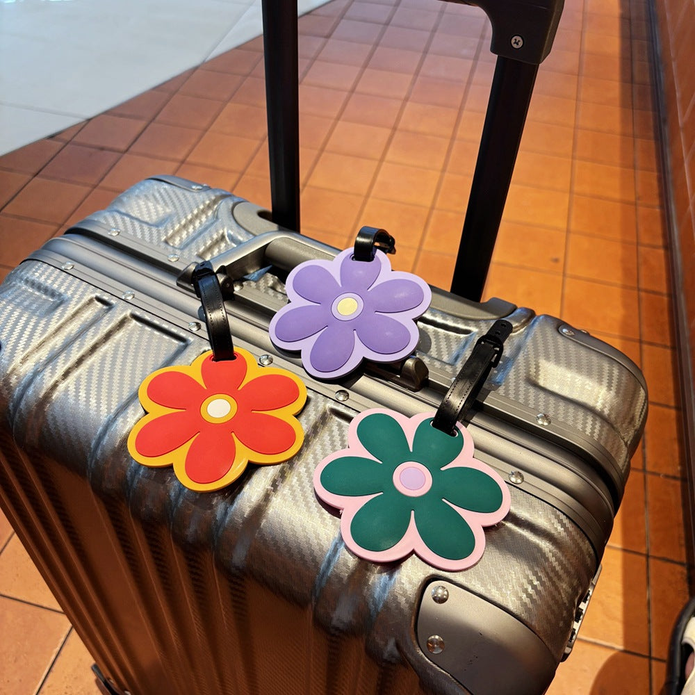 Etiqueta para equipaje de viaje con temática floral