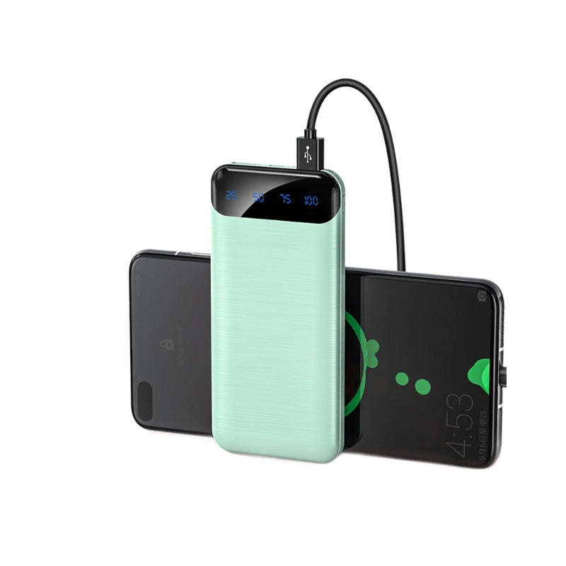 Batería externa portátil con pantalla digital y múltiples conexiones