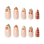 Extensiones de uñas con punta francesa floral