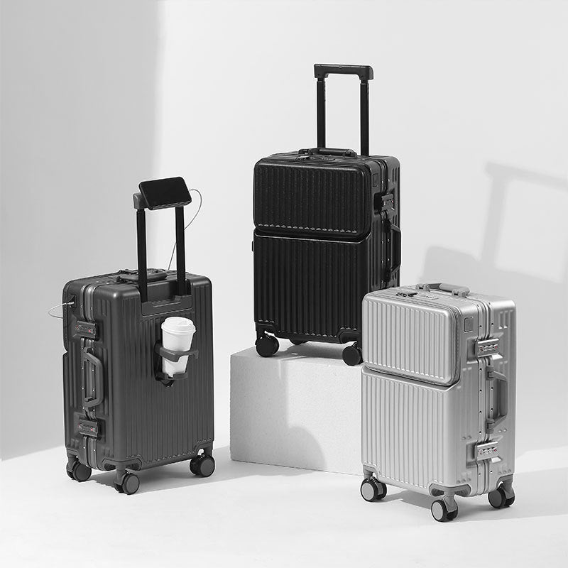 Maleta de viaje rígida con múltiples compartimentos y diseño elegante