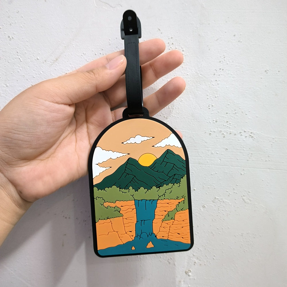 Etiqueta para equipaje de viaje con temática de naturaleza