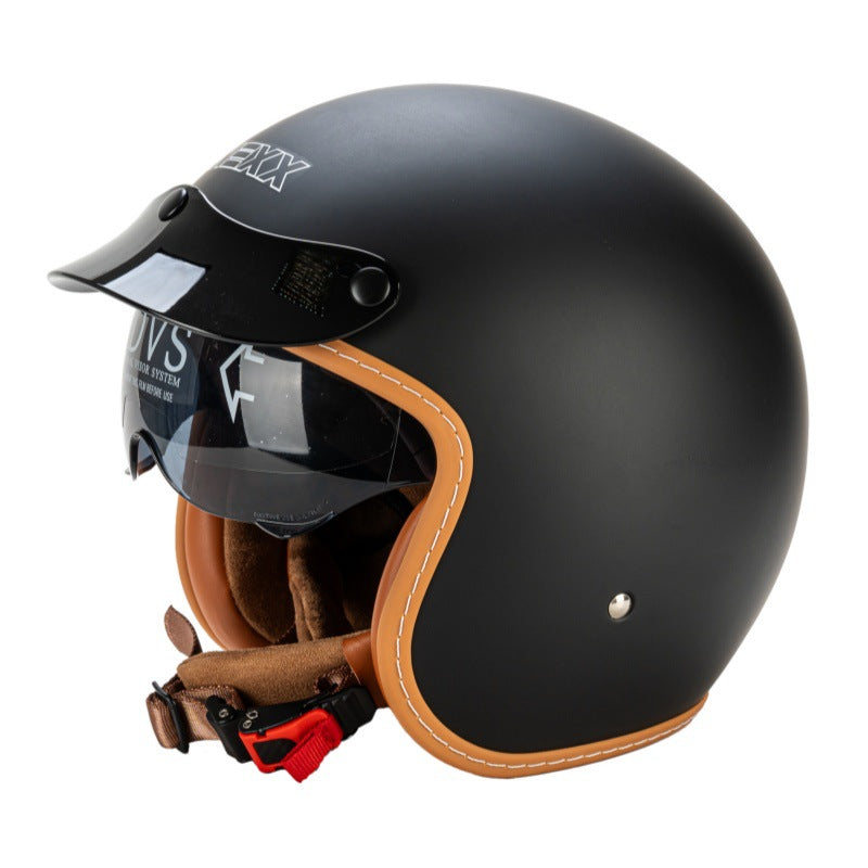 Casco de motocicleta retro de media cara con visera