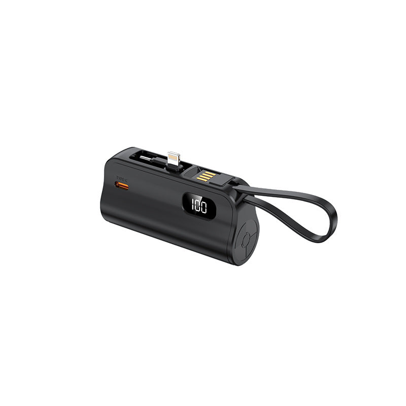 Batería externa portátil con cables integrados y pantalla LED