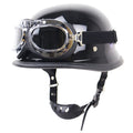 Casco de motocicleta retro de media caña con gafas protectoras