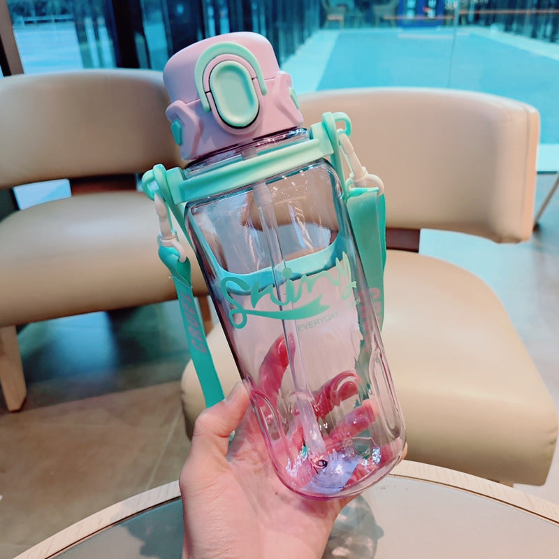 Botella de agua ergonómica para mujer con tapa a prueba de fugas