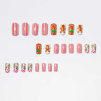 Arte de uñas festivo de pan de jengibre