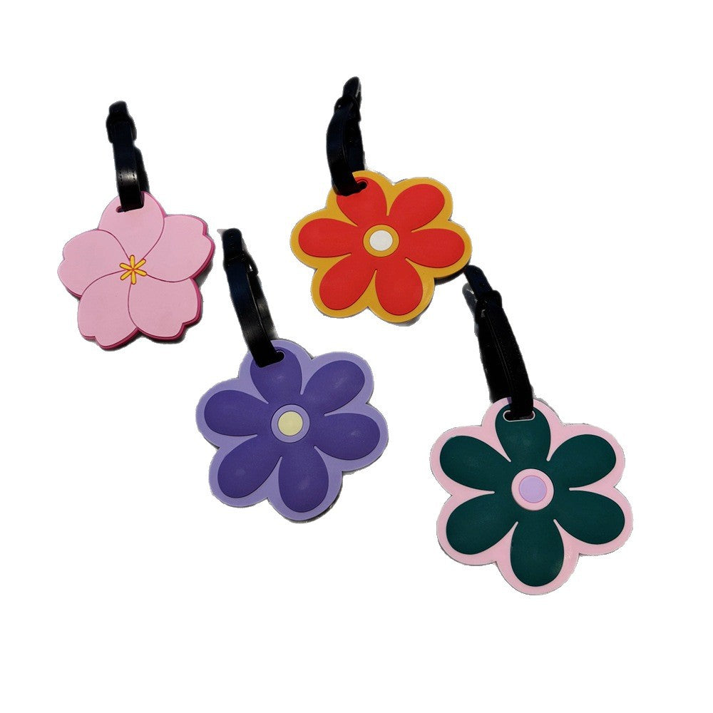 Etiqueta para equipaje de viaje con temática floral