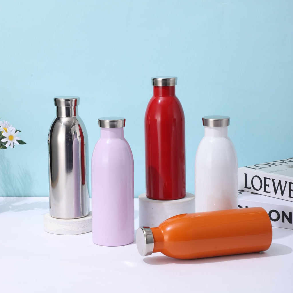 Botella de agua isotérmica de acero inoxidable para mujer