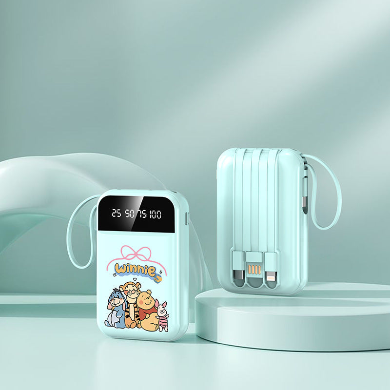 Tragbare Powerbank con luz LED y cable integrado de