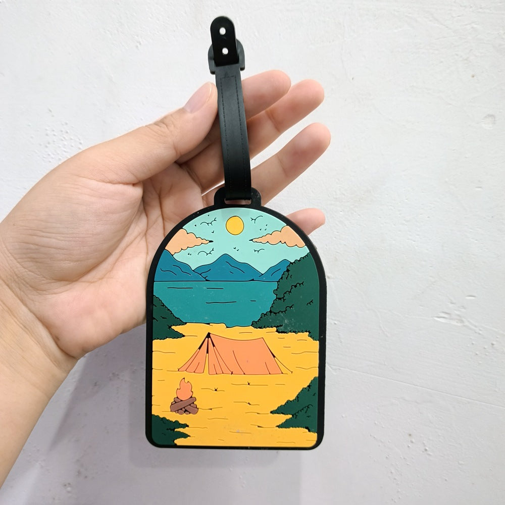 Etiqueta para equipaje de viaje con temática de naturaleza