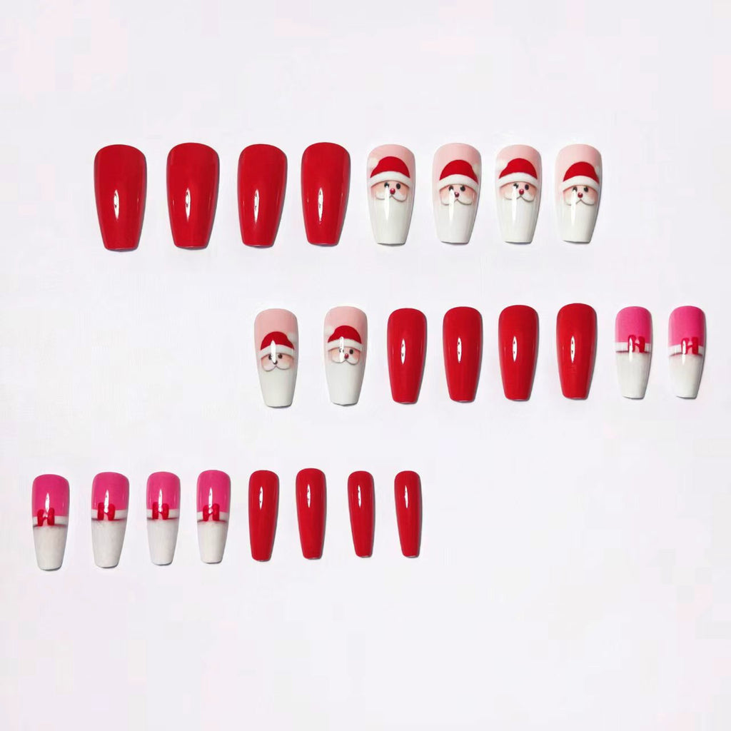 Diseño de uñas 3D de Papá Noel con temática navideña