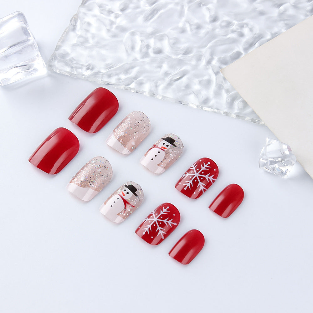 Arte de uñas navideño de muñeco de nieve festivo