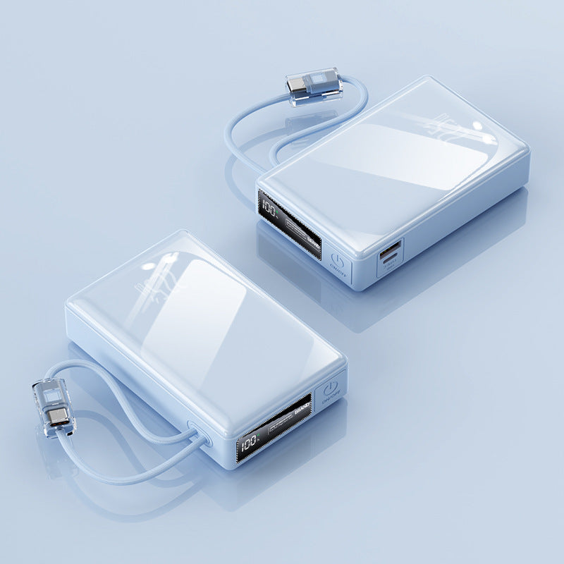 Batería externa compacta con cable integrado e indicador de carga digital