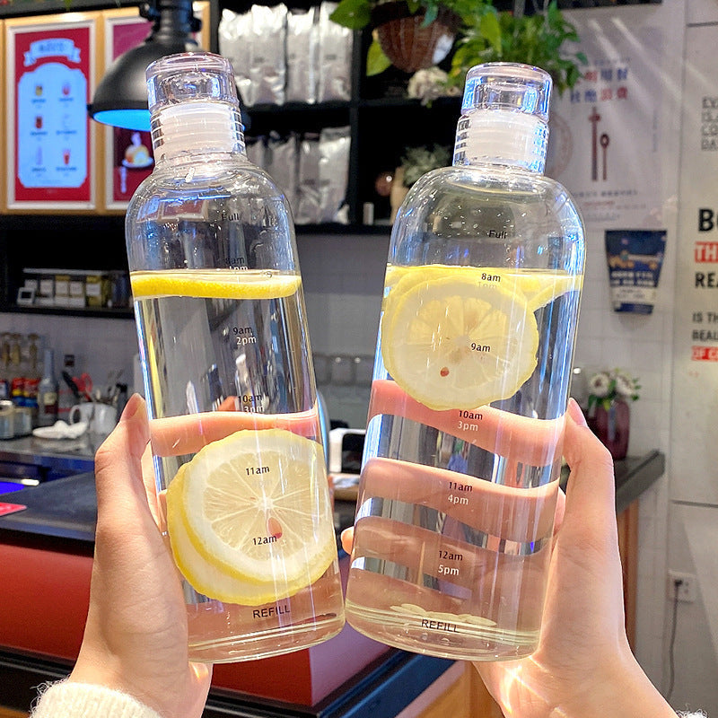 Botella de agua motivacional para mujeres con marcadores de tiempo