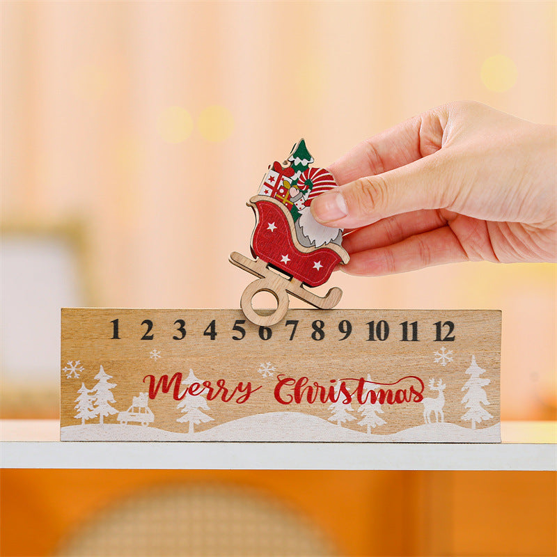 Calendario de Navidad de madera con cuenta regresiva del anciano