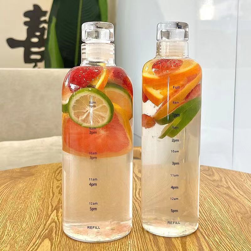 Botella de agua motivacional para mujeres con marcadores de tiempo
