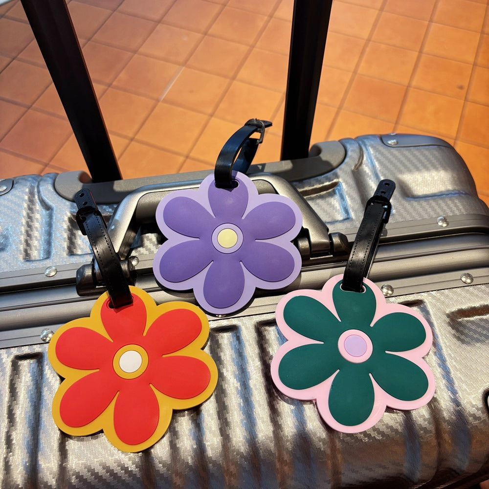 Etiqueta para equipaje de viaje con temática floral